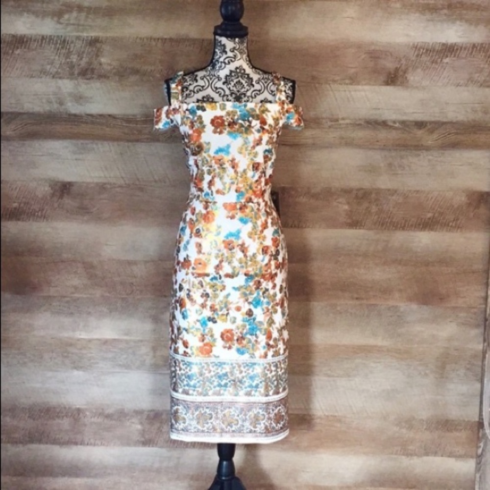 NWT Masterpiece! Rose Gold Metallic Midi Dress